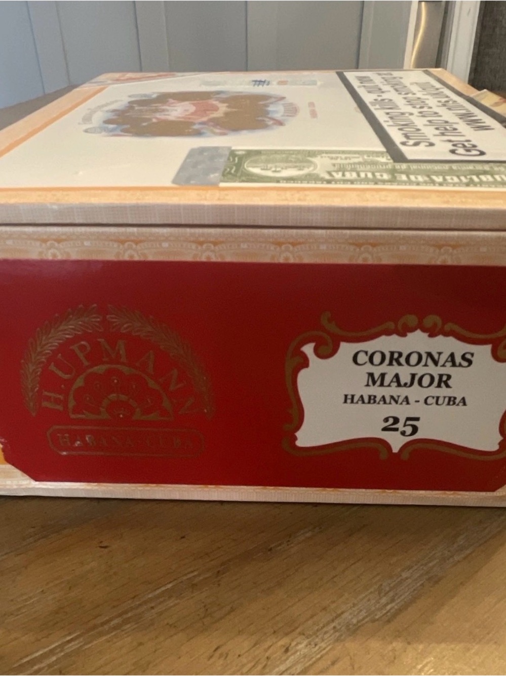 H. Upmann Coronas Empty Major Cigar Box - Red & Cream